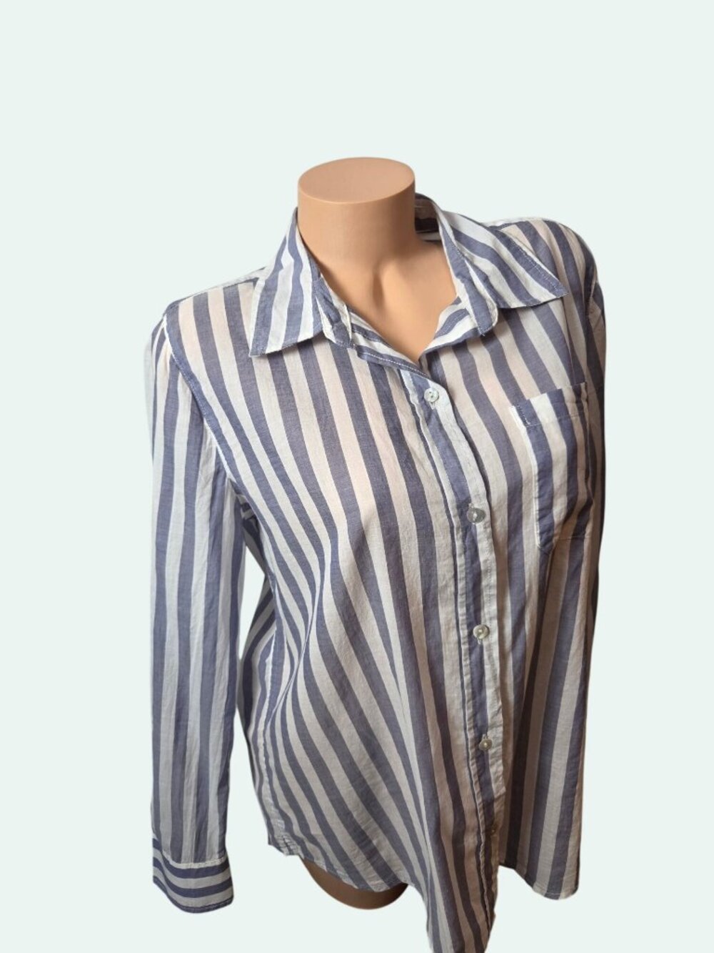 Striped Button-Down Shirt By Lola River - Coastal Grandma, Hampton's Style, (Med - Picture 9 of 12